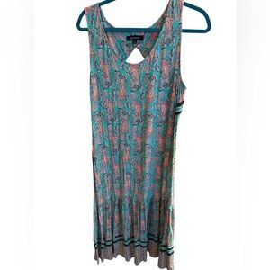 Ellen Tracy Sleeveless Paisley Dress | Size Large | Keyhole Back